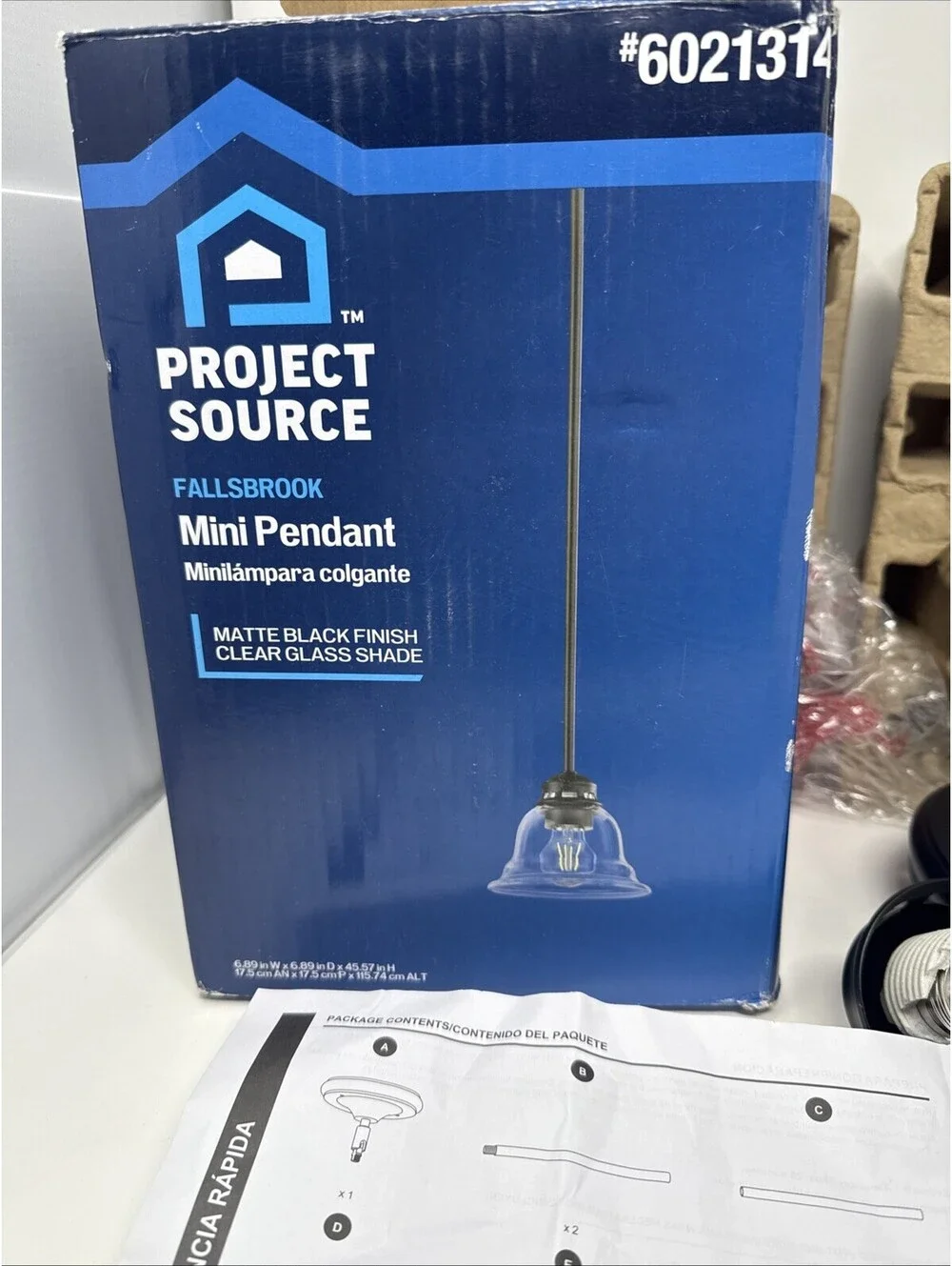 Project Source Falls room Mini Pendant Clear Glass Shade 6021314